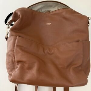 Mina Baie Elegant Tan Leather Women's Backpack/diaper bag